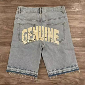 Shorts en jean pour hommes et femmes, style décontracté, tendance été, avec détails diamant - Product Image 5