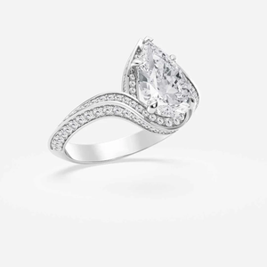 Anillo de Diamantes de 2.00 Quilates, Claridad VS1, Color F, Corte Pera, Certificado IGI, Oro Blanco de 14k, Diamante Cultivado en Laboratorio, Estilo Pavé, para Joyería - Product Image 3