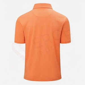 Men's <b>Orange</b> Short Sleeve Knitted <b>Polo</b> Shirt With Zipper Solid Color Golf Style Regular Fit - Product Image 2
