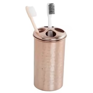 Rose Gold Plated Modern Stainless Steel <b>Toothbrush</b> <b>Holder</b> Metal Countertop Organizer Stand Bathroom Accessory Multi-Slot - Product Image 1