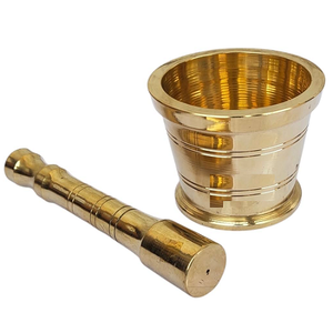 Mortier et pilon en laiton de haute qualité avec finition polie pour le broyage manuel du café et des épices, ustensile de cuisine en métal Imam Dasta - Product Image 2