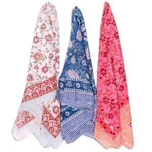 Craftjaipur Cotton Block Printed Large Square <b>Bandana</b> 100x100cm Floral Ethnic Design Unisex Casual Style Soft Adult Outdoor - Product Image 3