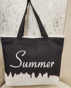 <b>Large</b> <b>Canvas</b> Beach Tote <b>Bag</b> Summer Letter Print Shoulder Handbag for Travel Shopping - Product Image 2