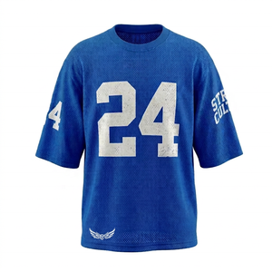 Camiseta de Fútbol Azul para Hombre, Número 24, Sublimada, Cuello Redondo, Manga Corta, Transpirable, Corte Regular, Ropa Deportiva para Adultos - Product Image 1