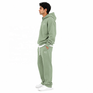 Ensemble de sweats à capuche demi-zippés en polaire épaisse avec doublure brossée douce, survêtement décontracté oversize en polaire, streetwear en gros - Product Image 4