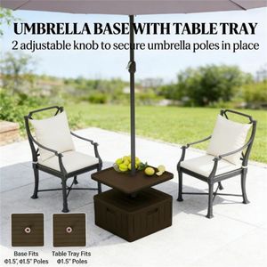 Base per Ombrellone da Patio Marrone, Solo Base per Cortile o Terrazza, Supporto per Tavolino da Caffè Incluso - Product Image 4