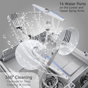 Lave-vaisselle de comptoir avec 5 programmes de lavage, réservoir d'eau intégré de 5 L et porte vitrée - Product Image 6