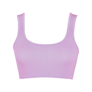 Camiseta sin mangas de punto acanalado blanco para mujer, cuello redondo, estilo minimalista, transpirable, corta, de poliéster y elastano - Product Image 3
