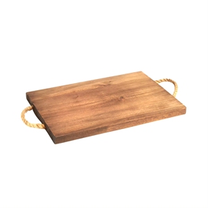 Tabla de cortar rectangular de madera con asas de cuerda para servir en la cocina y preparar alimentos - Product Image 6