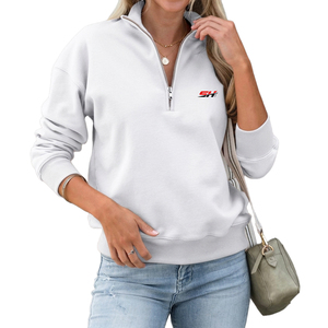Sweat-shirt à col zippé pour femme, couleur unie, style streetwear décontracté, épaules tombantes, respirant, écologique, pas cher - Product Image 1