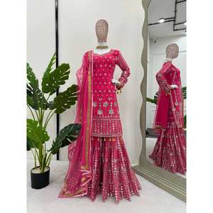Hermoso conjunto de salwar kameez de poliéster con top, pantalón y dupatta para fiestas - Product Image 5