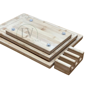 Ensemble personnalisé de 3 planches à découper rectangulaires en bambou avec rainure pour jus, logo gravé sur mesure, épaisseur 2,0 cm, marque LAC VIET - Product Image 4