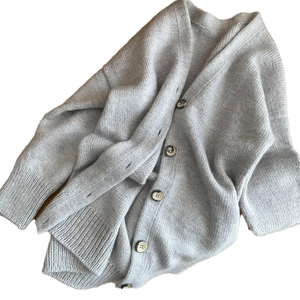 Cardigan long en tricot pour femme de haute qualité, couleur unie, boutons sur le devant, style décontracté, vêtement d'automne, col rond, manches longues, épais et chaud - Product Image 5