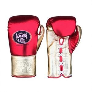 Personalized Customizable Red Gold MMA No Boxing No Life Sparring Pro Genuine Leather Lace-Up Closure Lightweight Gloves - Product Image 6