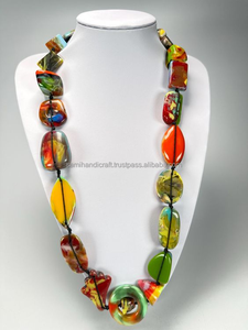 Collar con Colgante de Cuentas de Resina con Diseño de Luna y Galaxia, Diseño Romántico con Gancho, con Perla de Diamante y Cadenas de Resina, para Mujer, Aniversario - Product Image 3