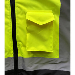 Chaquetas de Trabajo de Alta Visibilidad, 300D Oxford, Fluorescentes Amarillas y Negras, Impermeables, Reflectantes, para Hombre, con Capucha, para Invierno - Product Image 5