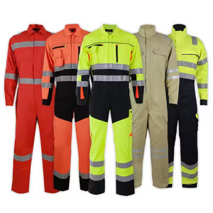 <b>Men</b> Cotton Hi Vis Reflective Work <b>Overalls</b> Red Blue Industrial Safety Uniform Jumpsuit - Product Image 6