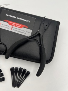 Professional Weft Hair Extension Tools with Matching <b>Kit</b> Black Matte Color Two Holes Plier Sewing Needles Hair Sectioning Clips - Product Image 3