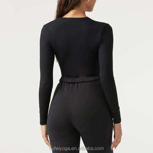 New Custom Premium Quality <b>Compression</b> Shirt Fitted Blank Workout Gym <b>Top</b> Zip Crew Neck Long Sleeve - Product Image 2