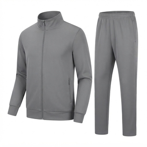 Ensemble de survêtement pour homme avec veste à col montant et fermeture éclair, poches zippées, et pantalon de survêtement à jambe droite – Vêtements de sport décontractés en gros - Product Image 3