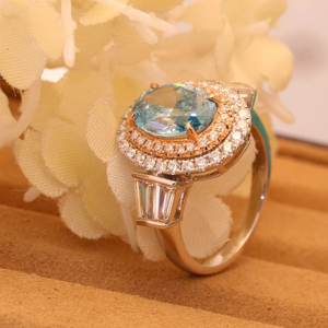 Women 18K <b>Gold</b> Oval Topaz <b>Cocktail</b> <b>Ring</b> Pave Diamond Luxury Engagement <b>Ring</b> - Product Image 2