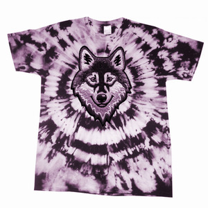 T-shirt unisexe Tie Dye Tête de loup, manches courtes, col rond, 100% coton respirant, coupe classique, toutes saisons, motif vert et blanc - Product Image 3