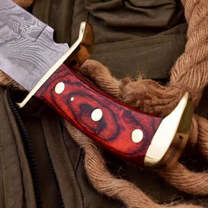 Couteau Bowie haut de gamme en acier Damas avec étui, couteau de chasse fait main à lame fixe pour le camping en plein air - Product Image 3
