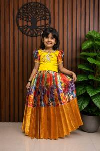 Wedding Engagement Party Georgette Silk Heavy Embroidery Fancy Sleeve Pattern Blouse & <b>Lehenga</b> Choli Dress for Girls <b>Kids</b> Wear - Product Image 4