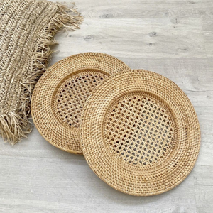 Assiette de service en rotin tressé à la main, set de table en osier naturel pour la décoration de table de mariage, assiette de service écologique - Product Image 5