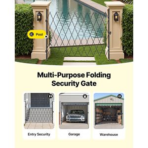 Cancello di Sicurezza Pieghevole Singolo con Design a Forbice Bloccabile, Ruote Girevoli a 360 Gradi, Barriera Esterna in Acciaio Retrattile - Product Image 6