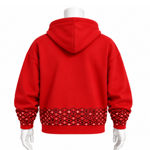 Sudadera con capucha para hombre, color mostaza, con borde bordado dorado, de forro polar grueso, con bolsillo canguro, estilo casual urbano - Product Image 2