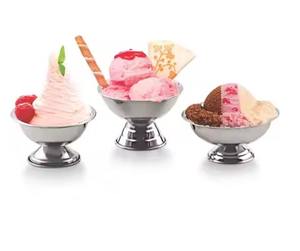 Stylish Cafe Tableware Stainless Steel Ice Cream <b>Bowl</b> With Spoon Metal Dessert Dish - Product Image 1