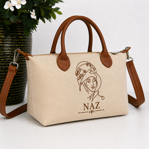 Sac fourre-tout en jute personnalisé de grande taille avec poignées en cuir PU, fermeture éclair et bandoulière - Fabriqué à Hanoi TUYET DUNG JB4 Publicité - Product Image 5