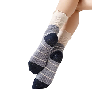 Wholesale <b>Custom</b> Logo Embroidery Stripped Pilates Women Cotton Non-slip <b>Grip</b> <b>Socks</b> <b>Custom</b> Logo Anti-Slip Yoga Pilates <b>Socks</b> - Product Image 3