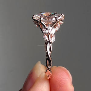 แหวนหมั้นเพชร925เงินสไตล์วินเทจเครื่องประดับธรรมชาติสร้างแรงบันดาลใจ - Product Image 1