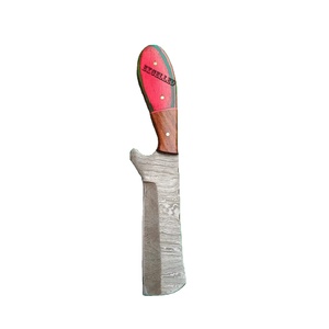 Coltello Skinner da caccia tattico fatto a mano in acciaio damasco con manico in legno Pakka e copertura in pelle libera - Product Image 4