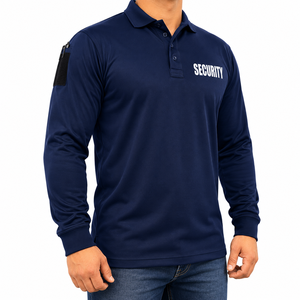 Camiseta Polo Unisex de Poliéster Transpirable de Color Sólido, Uniforme de Guardia de Seguridad, Manga Larga, Ropa de Trabajo para Eventos Corporativos - Product Image 4