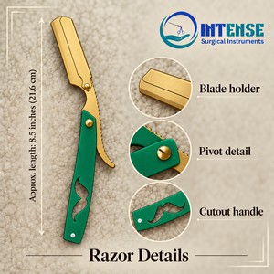 Men Professional Shaving Razor Stainless Steel Barber <b>Straight</b> Razor with Replaceable Blade - Product Image 3