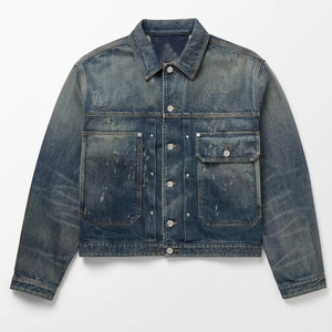 Wholesale <b>mens</b> <b>denim</b> <b>jacket</b> in black <b>denim</b> with casual <b>jacket</b>, Custom Logo Factory Supply - Product Image 1