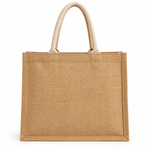 Eco-Friendly Jute Tote <b>Bag</b> with Printed Leaf Design Small Size Double Shoulder & <b>Rope</b> Handles-Reusable Gift & Shopping <b>Bag</b> - Product Image 3