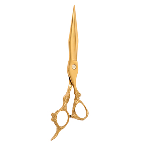 Juego de tijeras de peluquero rectas clásicas personalizadas, Etiqueta Privada, superventas, pestañas de peluquería de acero inoxidable chapadas en oro caliente - Product Image 6