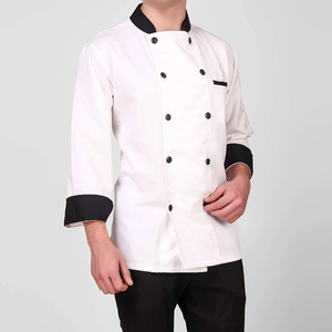 เสื้อเชฟผู้ชายแบบ OEM สกรีนโลโก้และขนาดตามสั่ง สำหรับงานครัว ทำอาหาร แขนยาว ดีไซน์เรียบง่าย ผลิตเพื่อจำหน่าย - Product Image 3