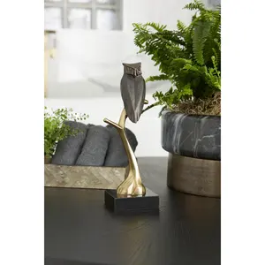 Sculpture d'oiseau en aluminium plaqué or faite à la main, style vintage, décoration d'appoint de table, art moderne, décoration de maison polie, cadeau de mariage - Product Image 6