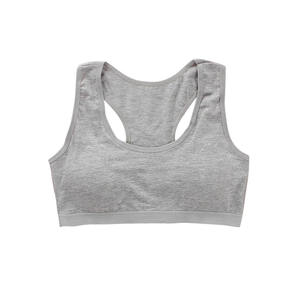Soutien-gorge de sport dos nageur pour femme, col ras du cou, maintien moyen, respirant, noir uni, pour fitness et entraînement, sans coutures, en Spandex et Polyester - Product Image 1