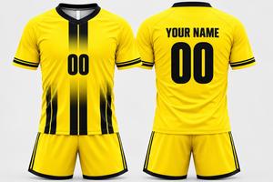 Conjunto de Uniforme de Fútbol para Hombre, Camiseta de Fútbol Sublimada con Cuello en V y Rayas Amarillas y Negras, Manga Corta - Product Image 3