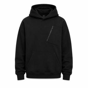Sweat à capuche personnalisé pour homme, coupe oversize, demi-zip, 370g, en Spandex/Coton, avec devant uni, en molleton épais, faible MOQ - Product Image 1
