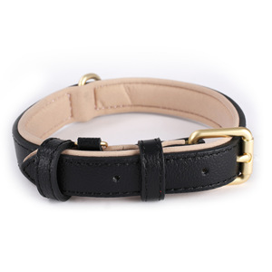 Collar de cuero clásico personalizado para mascotas, collar de perro de cuero sólido acolchado de neopreno, correa de plomo - Product Image 3