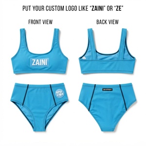 Conjunto de Bikini para Mujer Premium, 220 GSM, Tela 100% Poliéster, Top Racerback, Braguita con Botones, Color Turquesa Contorno, Colores Personalizados - Product Image 1