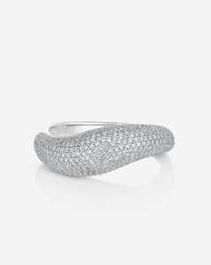 Sparkling Lab Grown Diamond Cloud <b>Dome</b> Statement <b>Rings</b> 925 Silver 10k 14k 18k Solid Gold Pave Set Bridal Cocktail Curved Bands - Product Image 5