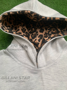Survêtement unisexe à capuche avec logo brodé en appliqué léopard sur le devant, 100% coton molletonné, manches longues, vêtement décontracté - Product Image 2